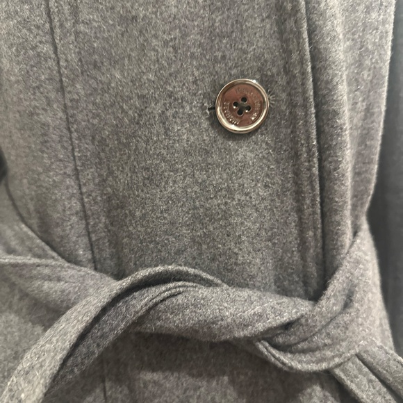 Michael Kors Gray Wool Blend Coat – Belted Button Front Mid Length - Picture 2 of 6